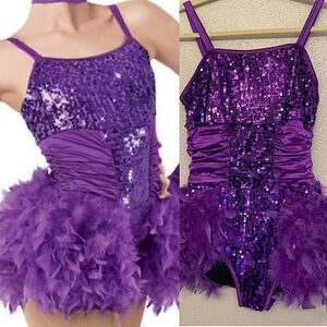 Wisseman Dance Costume jazz tap purple feather Big Finish
8620 child LC